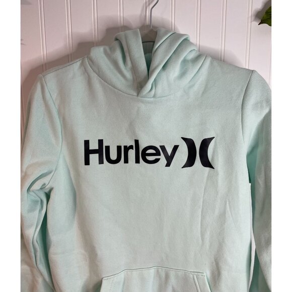Hurley Youth Large Mint Green Hoodie Sweatshirt With Front Pocket & Logo Design - Picture 5 of 13